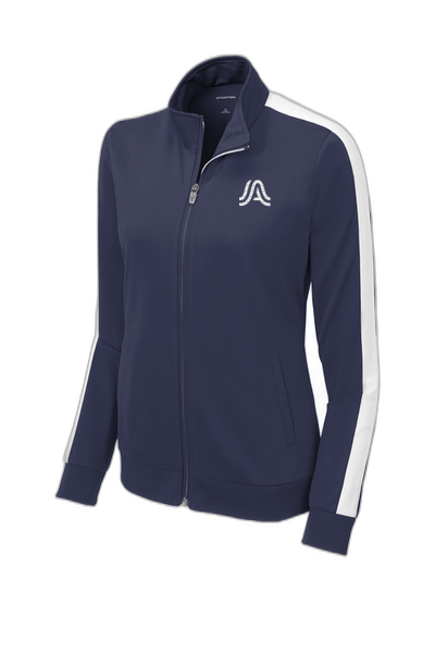 Sport-Tek® Ladies Tricot Sleeve Stripe Track Jacket LST94- A Logo